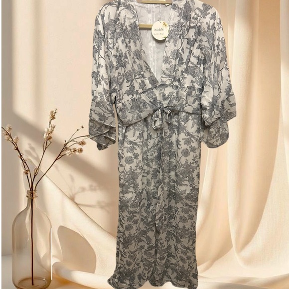 POL Elegant Floral Organza Maxi Dress Boho Elegance - Picture 3 of 11